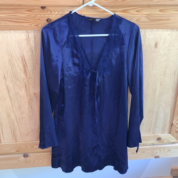 Fredericks of hollywood blue lace satin bridal spa robe gown set size S - Picture 3 of 5